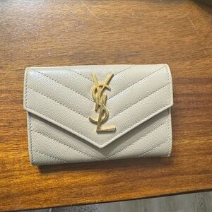 Yves Saint Laurent Taupe Chevron Wallet